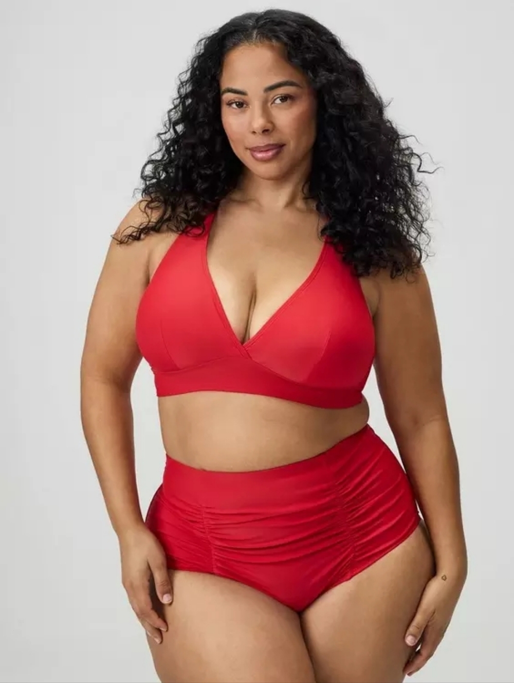 Torrid Red Triangle Top & High Waist Swim Bikini Bottoms Set Plus Size 2X Nwt